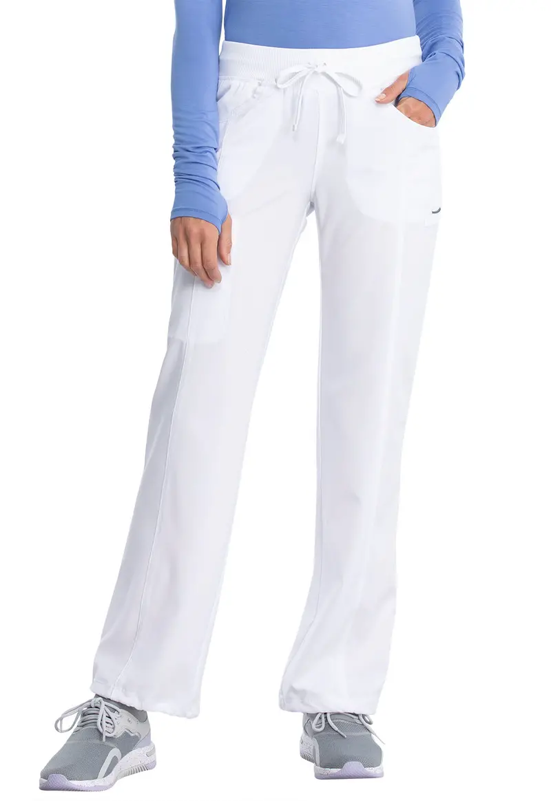 Cherokee Infinity White Scrub Pants – Women’s Straight Leg with Drawstring, Style 1123A