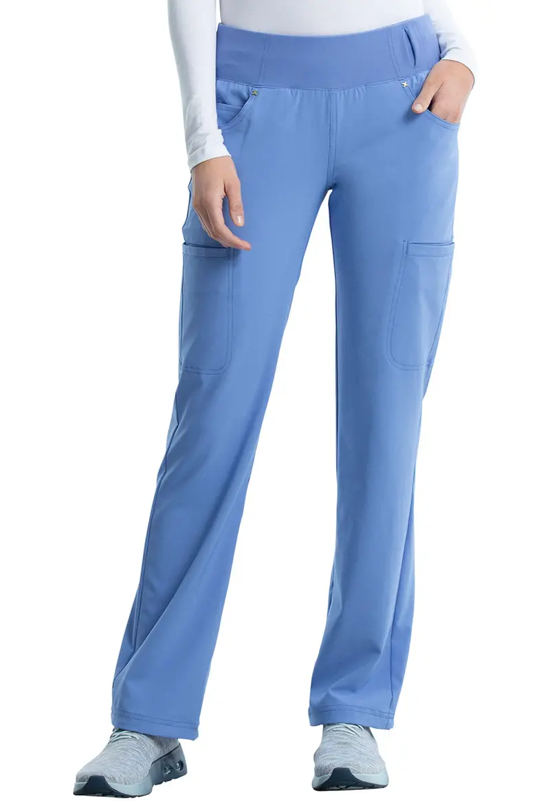 Cherokee Women’s iFlex Scrub Pants – Ciel, Mid-Rise Straight Leg Pull-On (CK002)