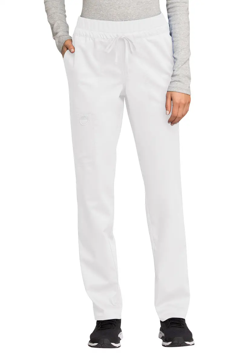 Cherokee WW Revolution Women’s Mid-Rise Tapered Scrub Pants in White (WW105)