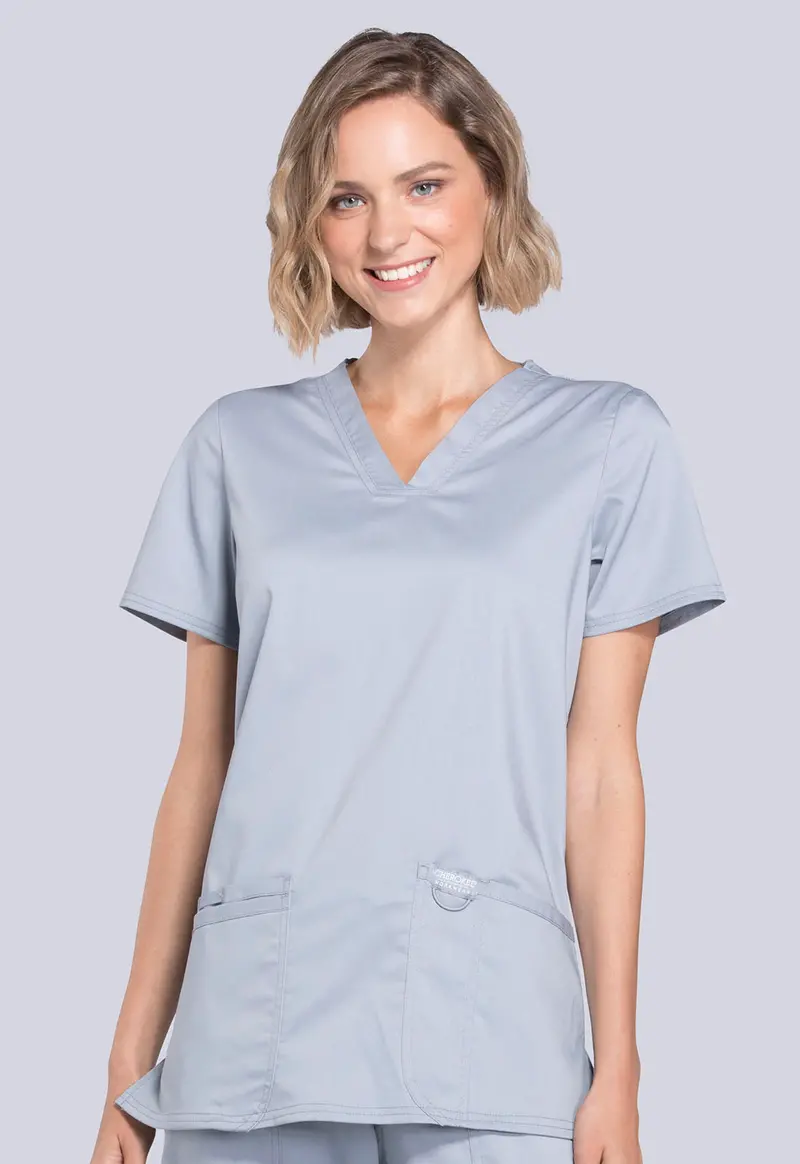 Cherokee WW Women’s Revolution V-Neck Scrub Top in Grey (WW620)
