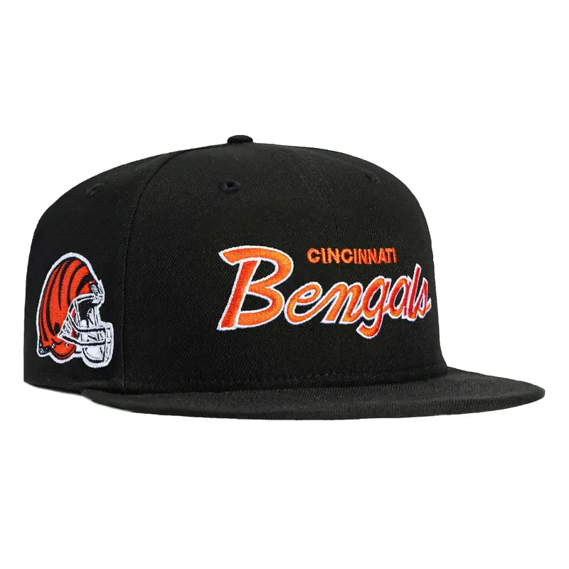 Cincinnati Bengals New Era 59Fifty Logo Patch Script Hat – Premium Black