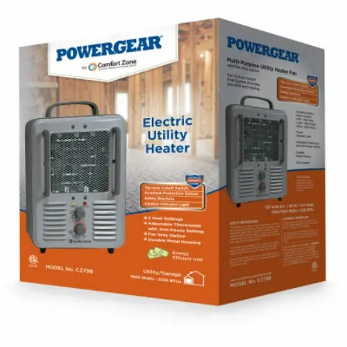 Comfort Zone CZ798 Milk House-Style Electric Utility Heater in Metallic Grey (Single Unit)