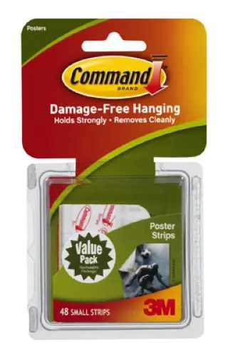 Command Damage-Free Poster Mounting Strips – 48-Count Small-Sized Adhesive Set