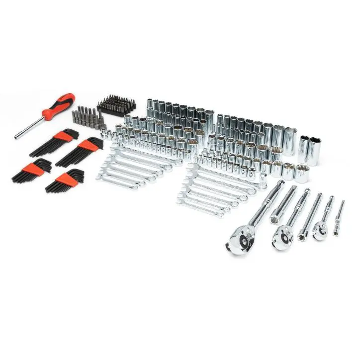 Crescent 229-Piece Mechanics Hand Tool Set – Includes 1/4″, 3/8″, and 1/2″ Drive Tools + Storage Case (CTK229C)