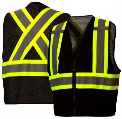 CSA-Compliant High-Visibility Traffic Vest – Pyramex RCZ24 (Black)