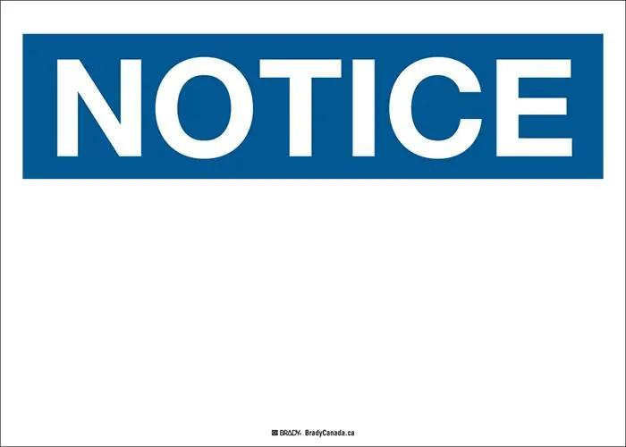 Customizable Blank Safety Notice Sign – Brady (10″ × 14″)
