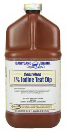 Dairyland 1209715 Cow Teat Sanitizer – 1-Gallon Iodine-Based 1% Teat Dip