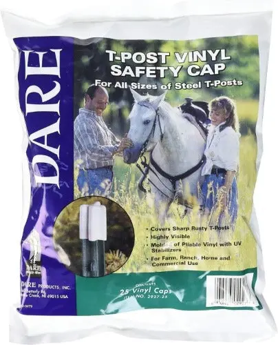 Dare 2927 White Vinyl T-Post Safety Caps – 25-Pack
