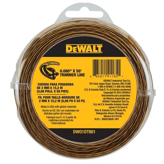 DeWalt 0.080″ Trimmer Line – 50-Foot Spool, DWO1DT801
