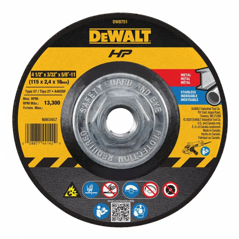 DEWALT 4-Inch High-Performance Metal Cutting Wheel – .045″ Thick, 5/8″ Arbor (DWA8062F)