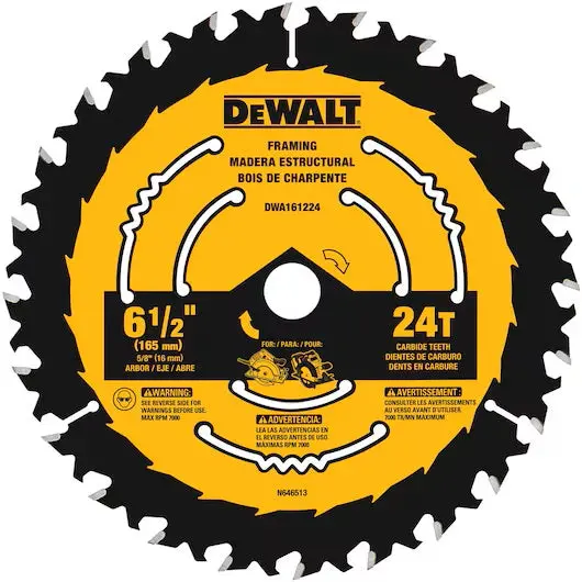 DeWalt 6-1/2-Inch Circular Saw Blade – 40-Tooth Carbide-Tipped Wood-Cutting Blade, Model DWA161240