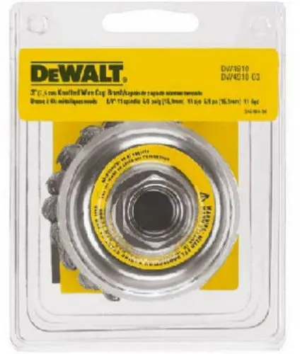 DeWalt DW4910 3-Inch Carbon Steel Knotted Wire Cup Brush – Pack of 5