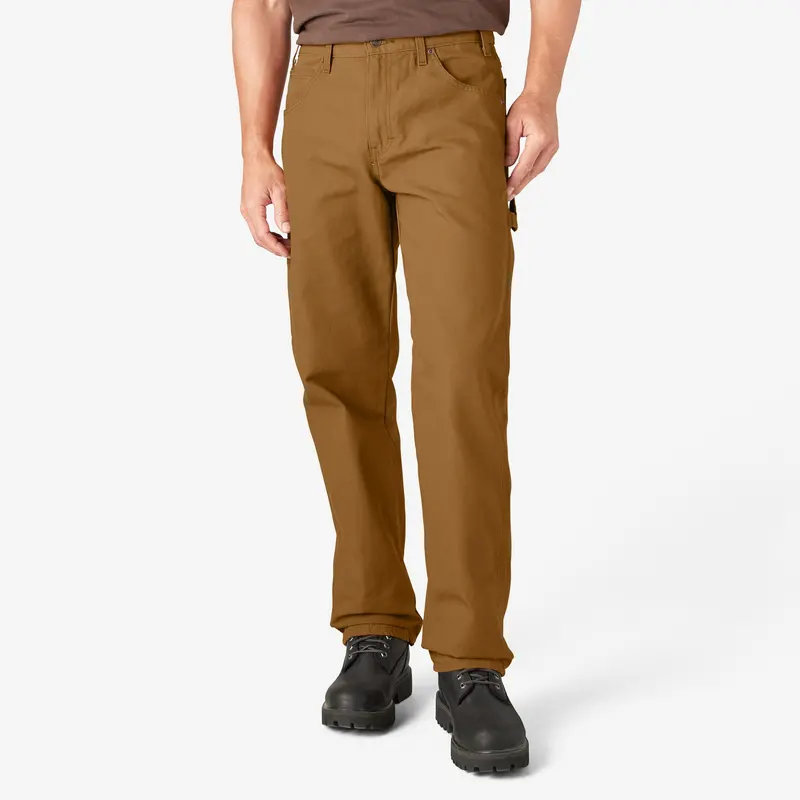 Dickies Relaxed-Fit Carpenter Pants – Rinsed Brown Duck Heavyweight Work Trousers (1939RBD)