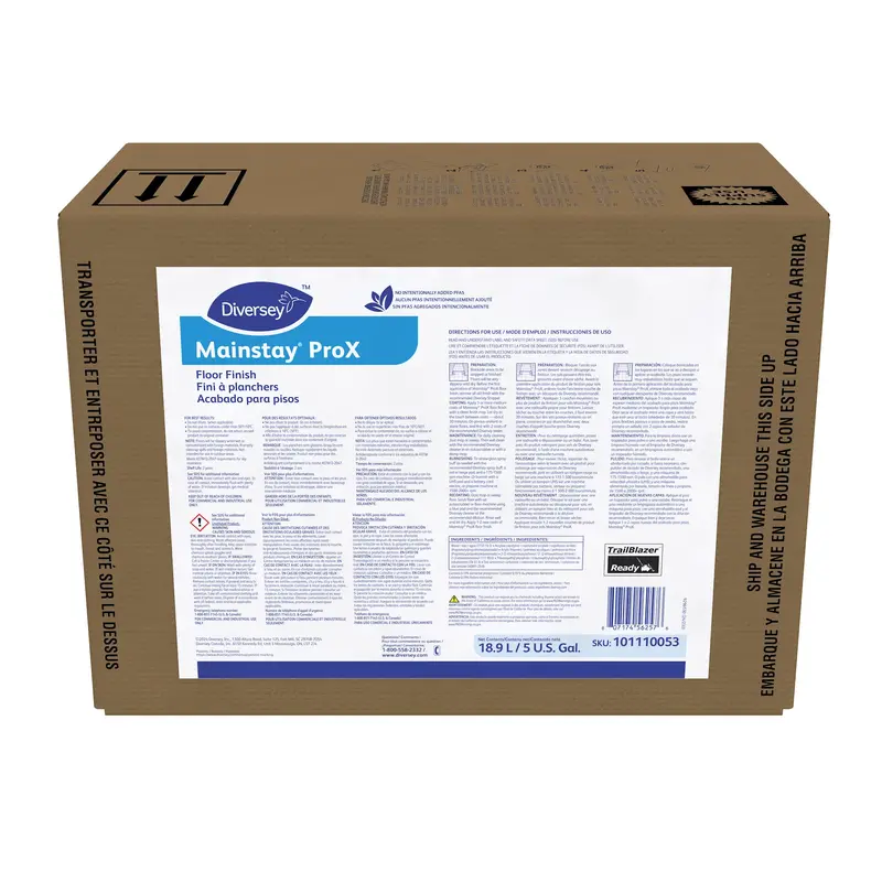 Diversey Mainstay® ProX Durable Floor Finish – 5-Gallon Unit (18.9 L), SKU 101110053