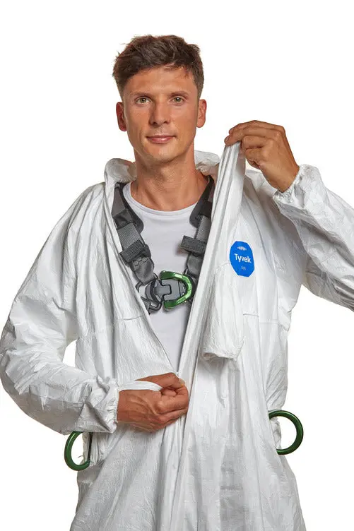 DuPont Tyvek® 500 HP Hooded Coverall – Four D-Ring Sleeves, White (25 per Case)
