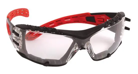 Dynamic Volcano Plus™ Rimless Safety Glasses – Red Temples, Foam Padding, 4A Anti-Fog Coating – EP675GC / EP675GA