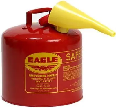 Eagle Mfg UI-50-FS 5-Gallon Type I Metal Gasoline Safety Can – Includes F-15 Funnel
