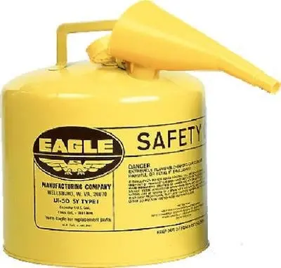 Eagle Mfg UI-50-FSY 5-Gallon Type I Diesel Fuel Safety Can – Fitted with F-15 Funnel
