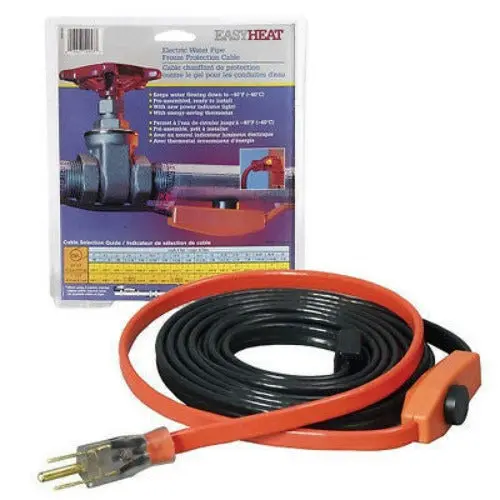 EasyHeat AHB-124 Self-Regulating Pipe Heat Tape – 24′ w/ Built-in Thermostat (Qty 4)