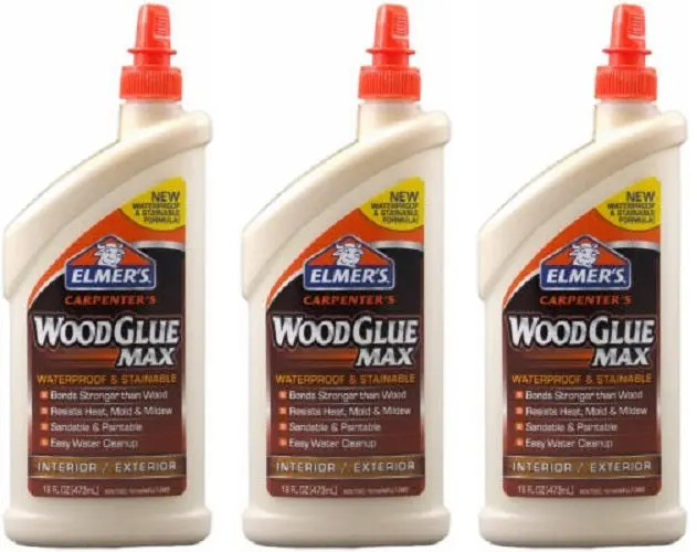 Elmer’s Stainable Wood Glue – 16 oz, Waterproof Indoor/Outdoor Carpenter’s Adhesive, Pack of 3
