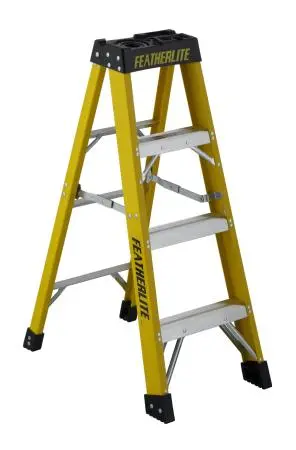 Featherlite 6900 Fiberglass Step Ladder – 4 ft Compact Extra Heavy-Duty Ladder