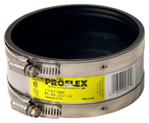 Fernco P3001-44 ProFlex 4 in Shielded Copper Pipe Coupling – Heavy-Duty Plumbing Repair, Pack of 12