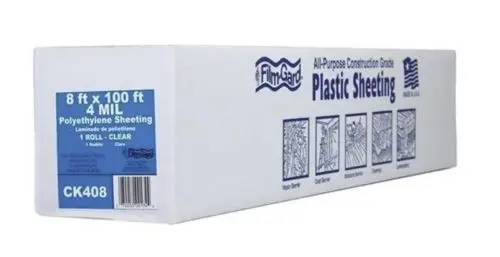 Film-Gard 625904 Clear Polyethylene Plastic Sheeting – 8 ft x 100 ft, 4-Mil Thickness