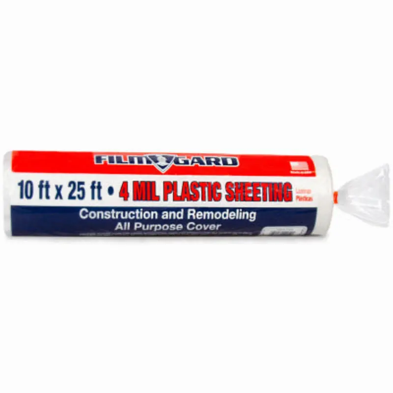 Film Gard 626170 Clear Polyethylene Sheeting – 4 Mil, 10′ × 25′ Roll