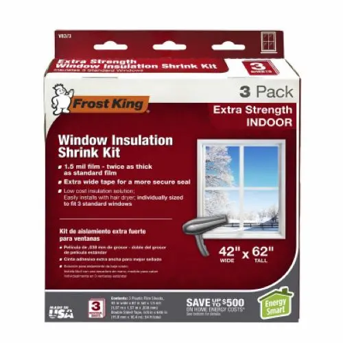 Frost King V83/3 Extra-Strength Indoor Window Insulation Kit – 42 in x 62 in (3-Piece Sets), Pack of 10