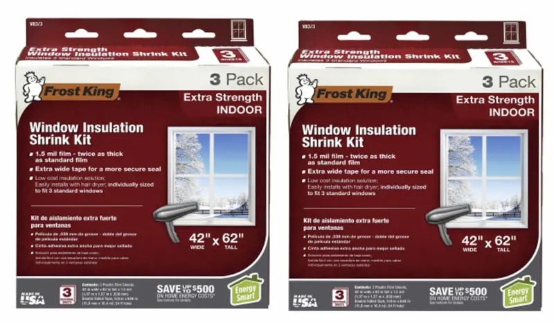 Frost King V83/3 Extra-Strength Indoor Window Insulation Kit – 42 in x 62 in (3-Piece Sets), Pack of 2