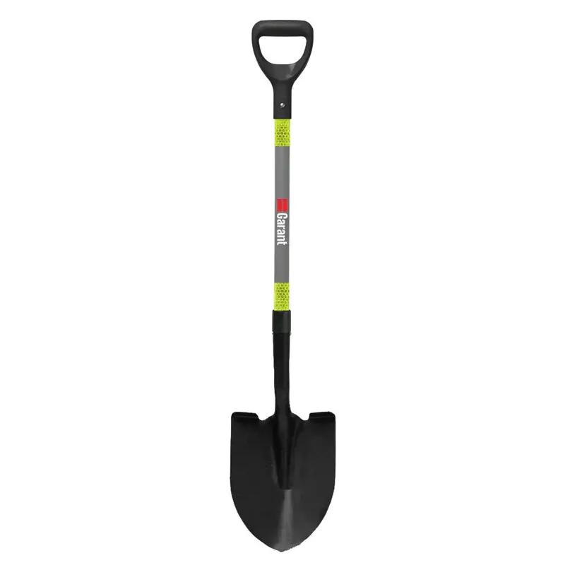 Garant Round Point Shovel with D-Handle and Reflective Safety Strip – Enhanced Visibility Design (Model 85638 / GFHR2FD)