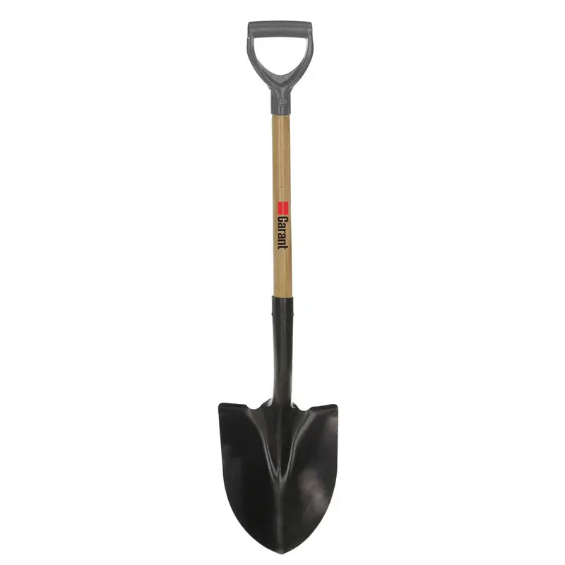 Garant Round Shovel with D-Handle and Wooden Shaft – Heavy-Duty Garden Tool