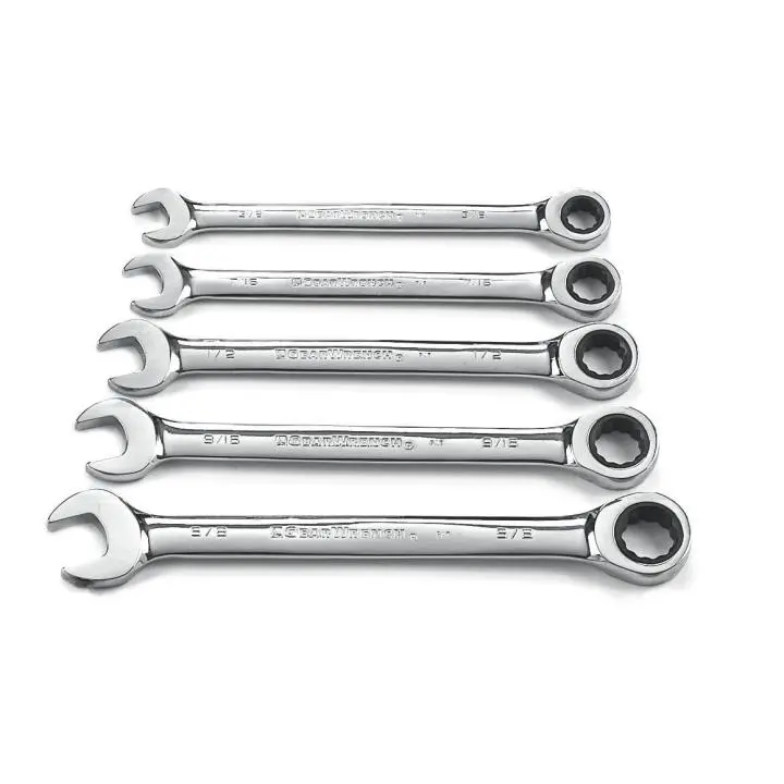 Gearwrench 5-Piece SAE Ratcheting Combination Wrench Set – 72-Tooth Precision – 93005
