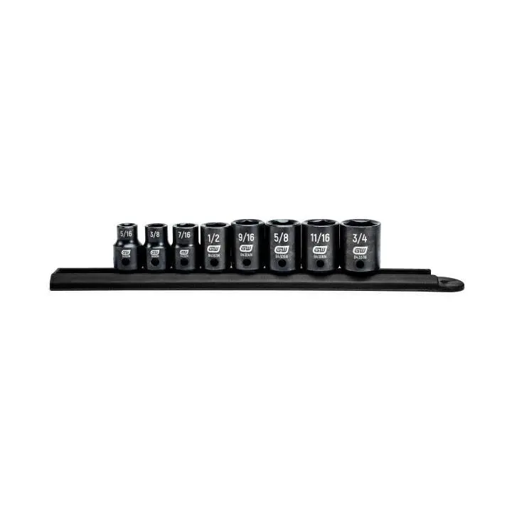 Gearwrench 8-Piece 3/8″ Drive 6-Point SAE Impact Socket Set – Standard Profile, Model 84910N