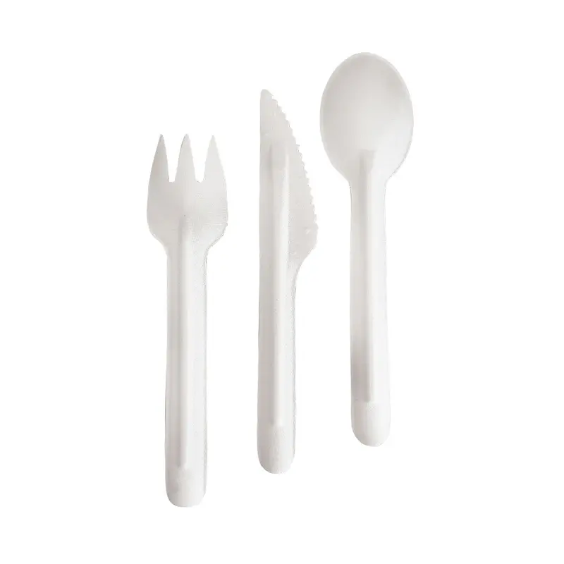 Globe 6.25-Inch Bagasse Compostable Cutlery Set – Forks, Knives, Spoons, Case of 1000 (Models 6074/6075/6076)