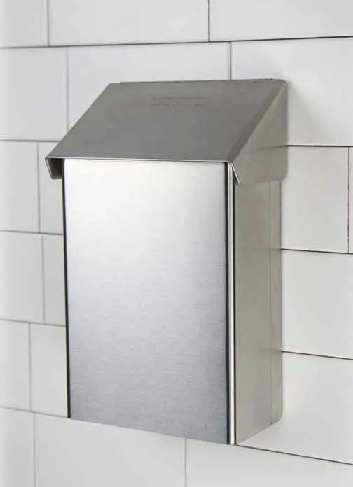 Globe Sanitary Napkin Disposal Wall Unit – Durable White Metal or Stainless Steel, Models 1620 / 1622
