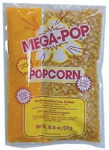 Gold Medal Mega Pop Premium Flavored Popcorn + Oil Kit – 8 oz (24-Count)