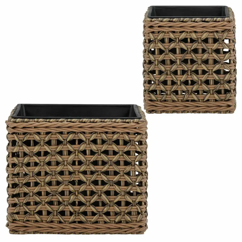 Grapevine Nesting Polyrattan Square Planters – 2-Piece Set, PL10316