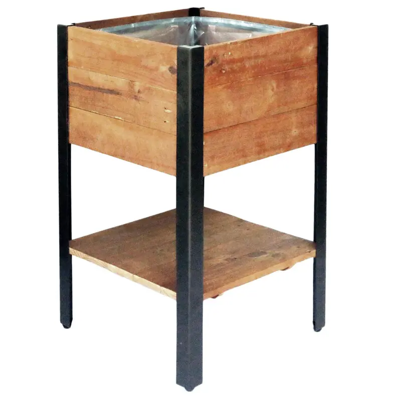 Grapevine Urban Garden Recycled Wood & Metal Planter with Shelf – PL10003