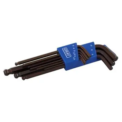 Gray Tools 9-Piece Metric Ball-End Hex Key Set – Compact & Durable (Model 68909)