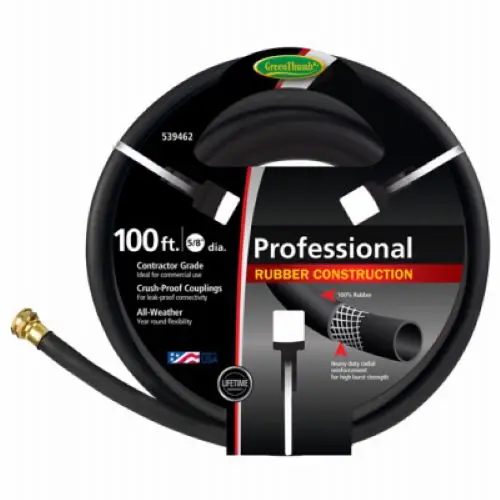 Green Thumb 8650-100 100′ x 5/8″ Professional Black Rubber Hose – Pack of 4
