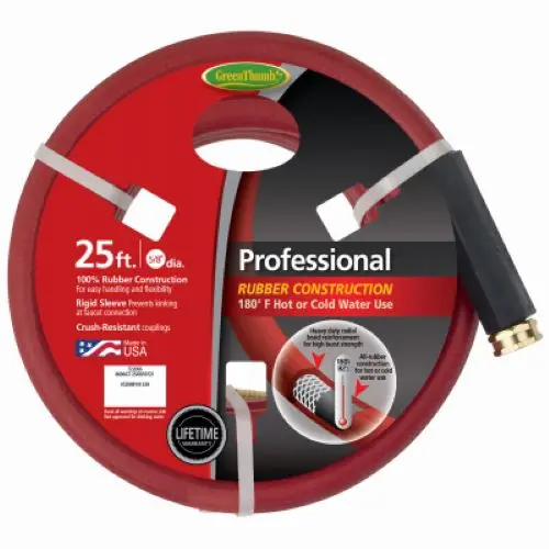Green Thumb 8696GT-25 5/8-Inch x 25-Foot Red Rubber Hot Water Garden Hose (Pack of 5)