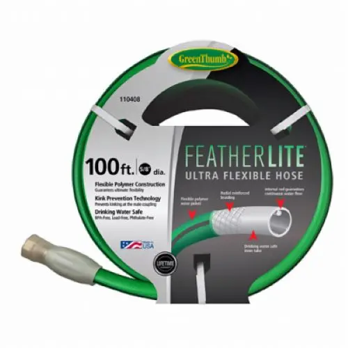Green Thumb FeatherLite 5/8″ x 100′ Ultra-Flexible Garden Hose (Pack of 2)