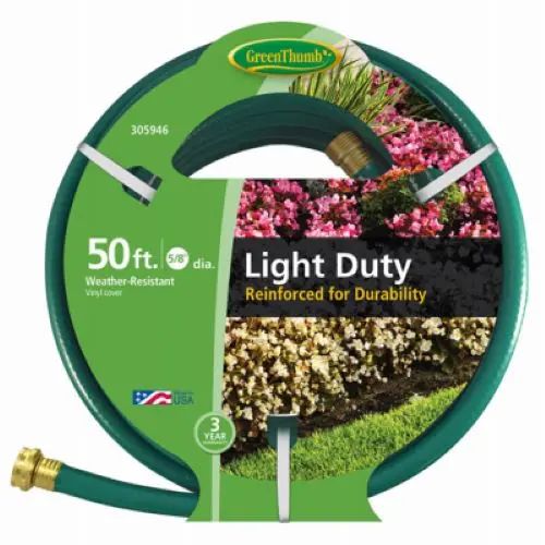 Green Thumb GTR5850 50-Foot × 5/8-Inch Light-Duty Garden Hose – Reinforced Nylon, 3-Pack