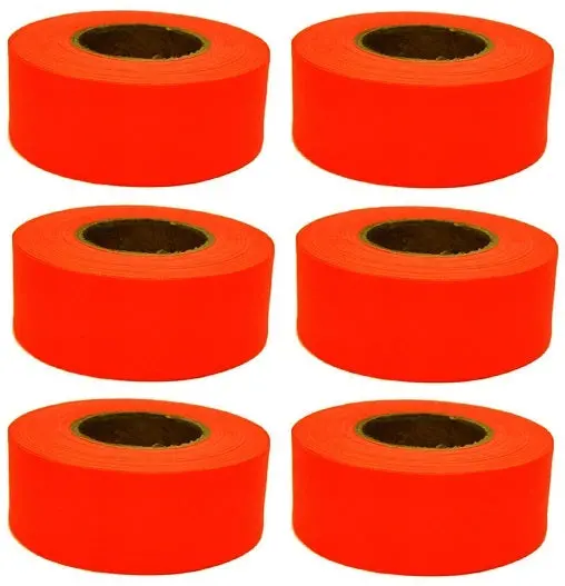 Hanson Bright Orange Vinyl Flagging Tape – 1-3/16″ x 300 ft, Pack of 6
