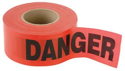 Hanson CH 16003 Red Vinyl Danger Safety Tape – 1000′ × 3″, 2mm Thick, Pack of 8 Rolls