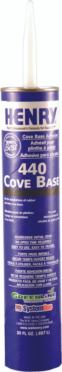 Henry 12107 #440 Cove Base Adhesive – 30 oz Tube, Pack of 8