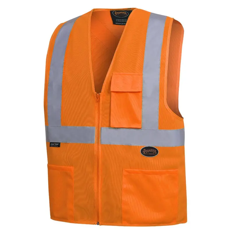 Hi-Vis Front-Zip Safety Vest – Pioneer Reflective 2-Inch Tape Vest (Model 6962)