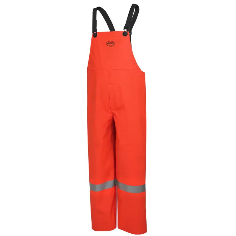 Hi-Viz Orange FR Bib Pants – Pioneer PVC/Polyester Flame-Resistant Insulated Bibs (Model 576P)