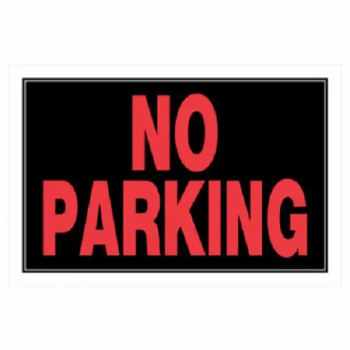 Hillman No Parking Sign – 8 in x 12 in, Red & Black Plastic, Pack of 12